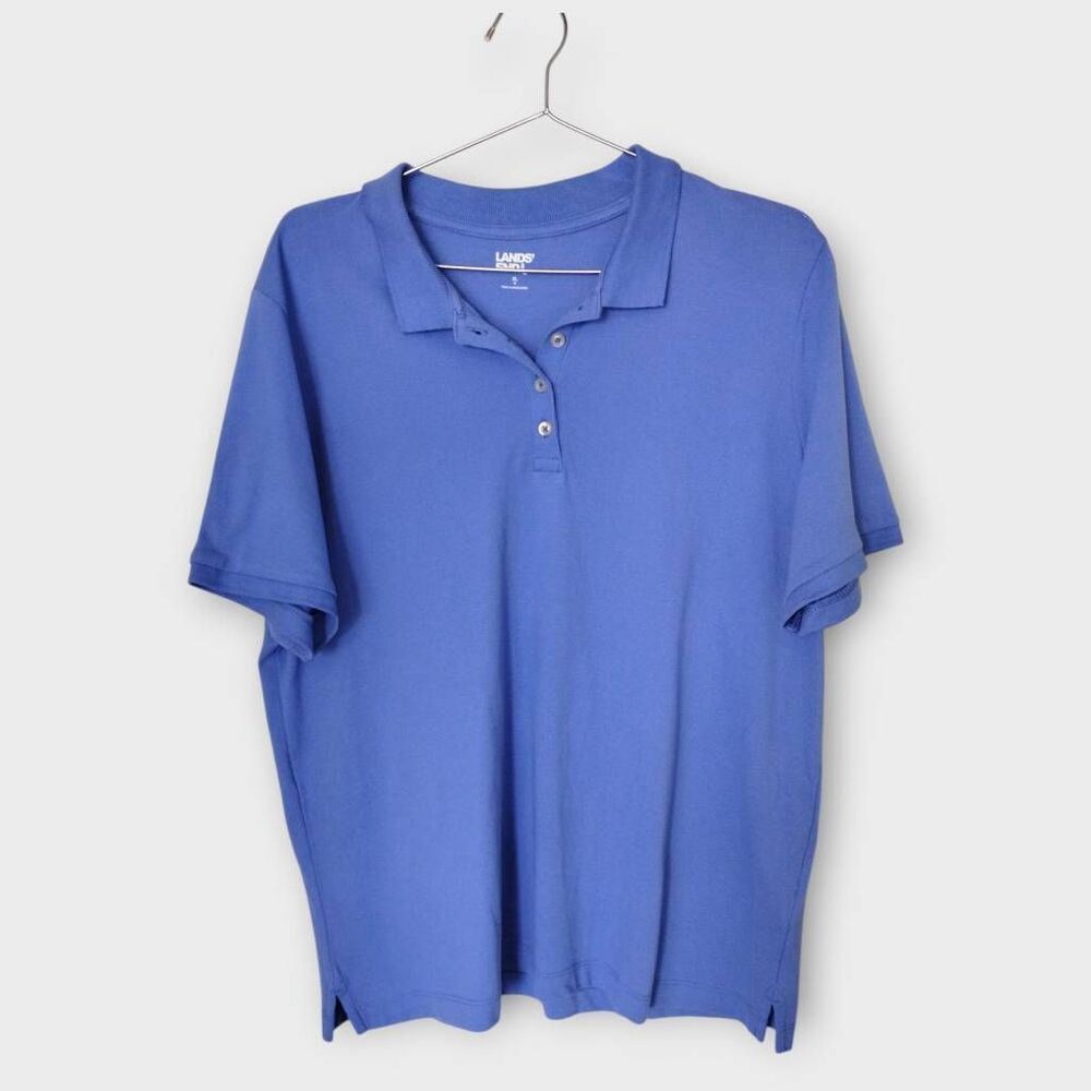 Lands End Mens Polo Sz‎ XL Periwinkle Blue Pique 100% Cotton Sports Golf Preppy